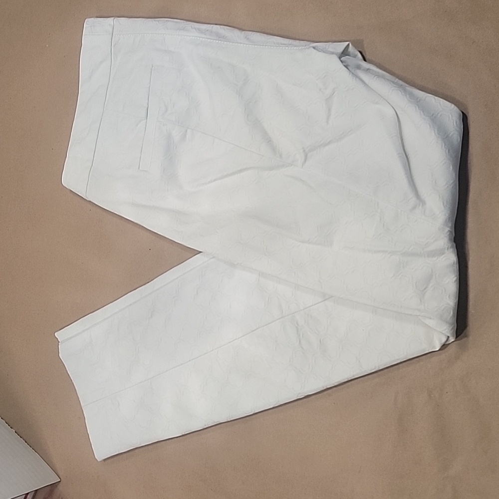 Lilly Pulitzer, Size 2 Kelly Ankle Length Textured Skinny White Pants, EUC